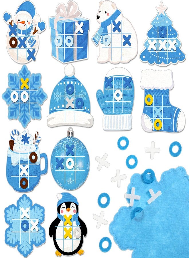 Capoda 24 Pack Winter Christmas Party Games Snow Tic Tac Toe Strategic Board Game Xmas Tree Snowman Snowflake Desk Game Toys for Christmas Party Favors Stocking Stuffers Winter Birthday Gift - Image 1